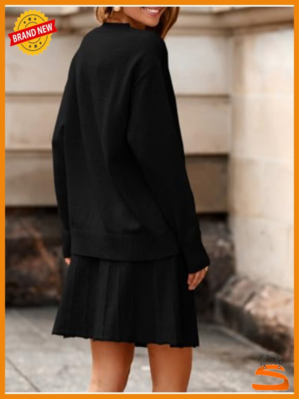 Tankaneo Womens Knit Sweater 2 Piece Skirt Set Pleated Mini Fall Winter - Picture 4 of 6